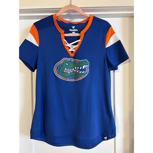Fanatics Florida Gators Womens Large Lace Up Blue Orange Glitter T Shirt Sporty